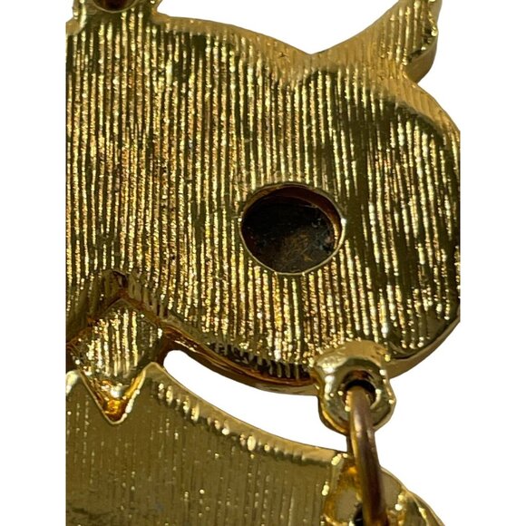 VTG ART Gold Tone Metal Cream Enamel Articulated Jointed Owl Pendant Necklace - Picture 12 of 16